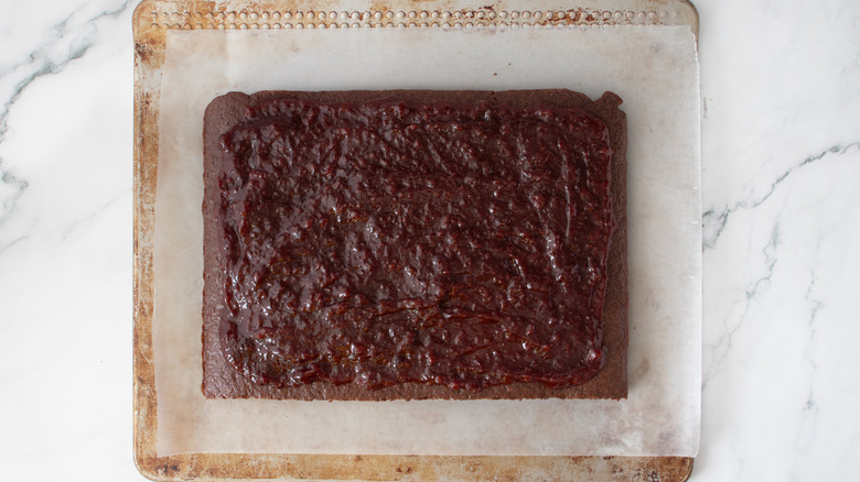 chocolate cake on a pan