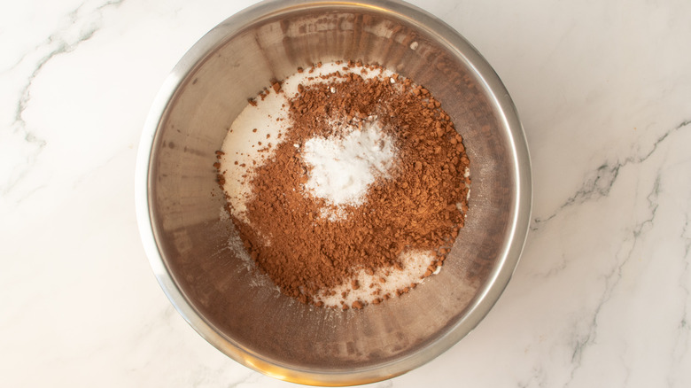 various dry ingredients in a metal bowl