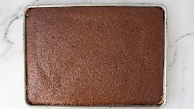 chocolate cake in a pan