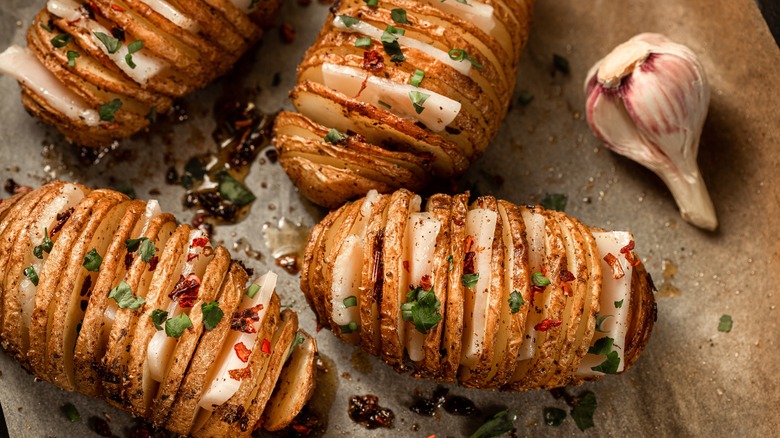 hasselback potatoes on sheet pan