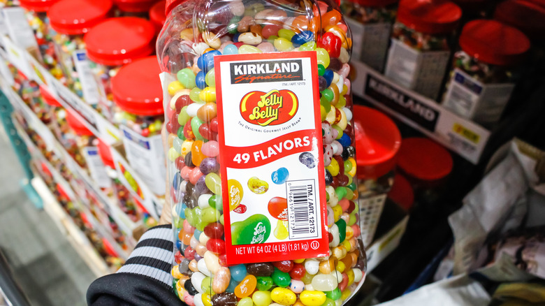 Kirkland Jelly Belly container held in hand