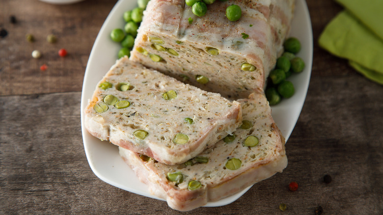 chicken terrine served on ceramic plate