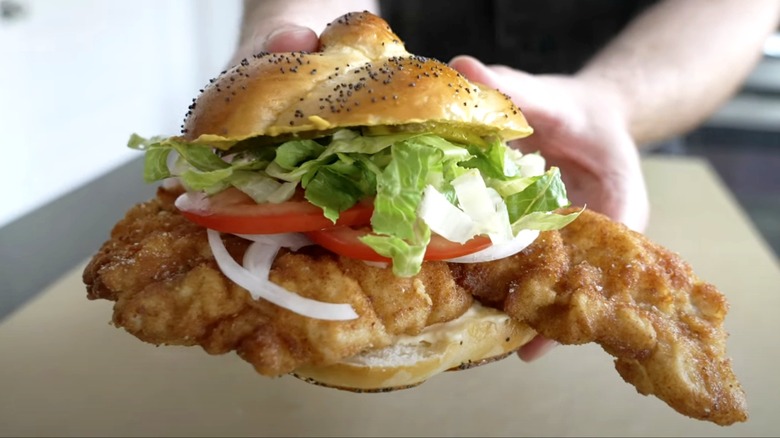 Indiana-style fried pork tenderloin sandwich