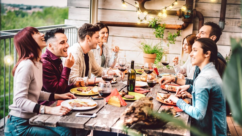 friends gathered for dinner 