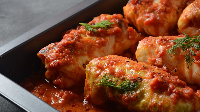 stuffed cabbage in tomato sauce