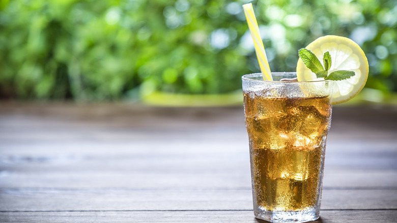 glass of iced tea on table