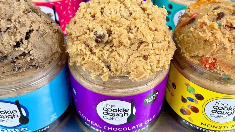 Jars of the Cookie Dough Café raw cookie dough