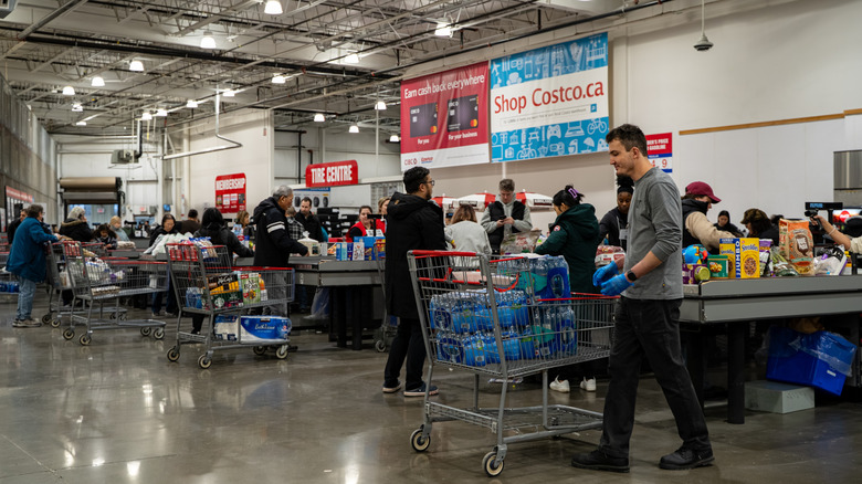 The checkout aisles of a Canadian Costco
