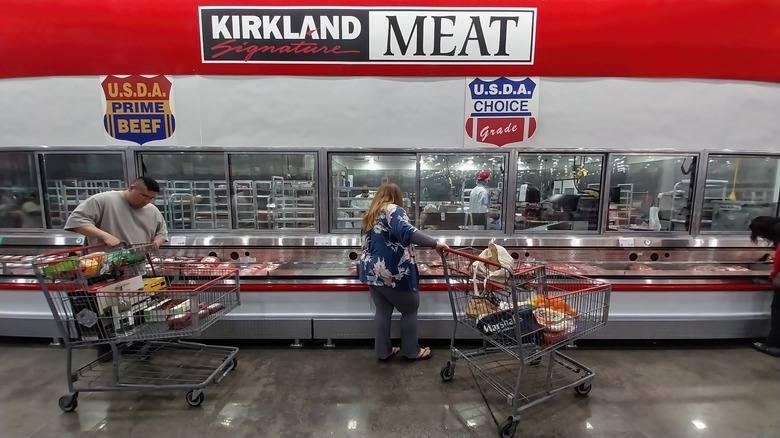 Shoppers in Costco's meat department