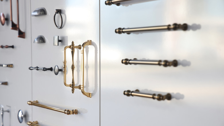 A selection of kitchen cabinet hardware.