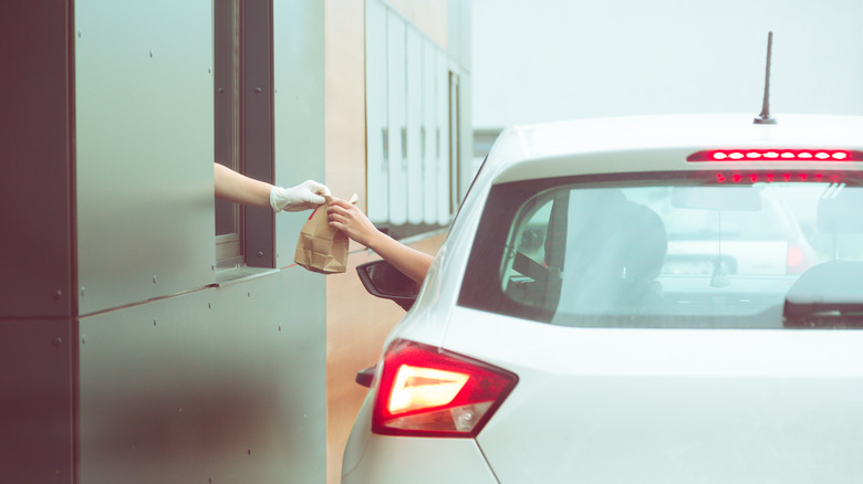 drive-thru driver gets food 