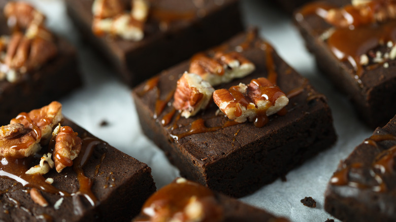 brownies with pecans and salted caramel