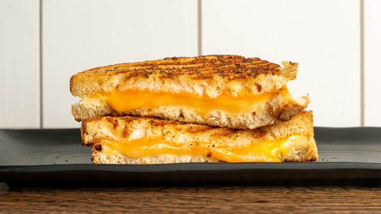 Grilled cheese sandwich stacked up