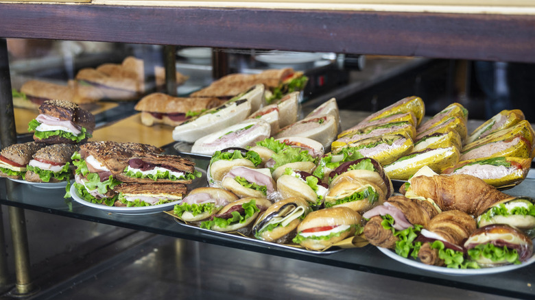 Various sandwiches on display in Italy.