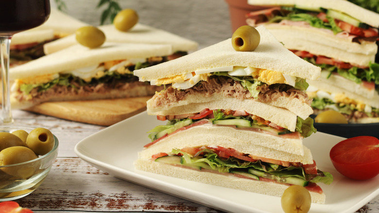 Traditional Italian tramezzini sandwiches.