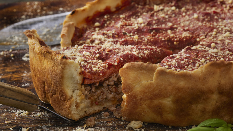 Chicago style deep dish pizza