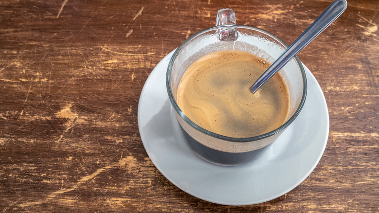 Cuban coffee on a wooden table