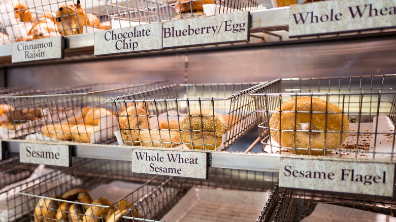 Rows of bagels and flagels