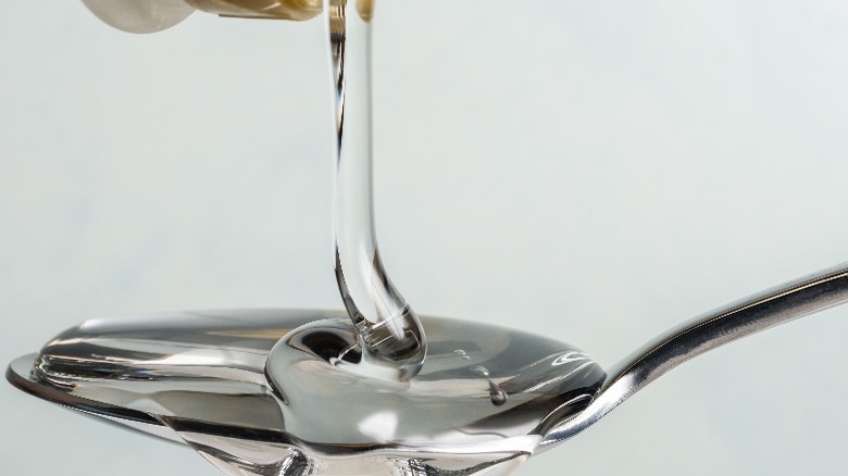Light corn syrup on spoon