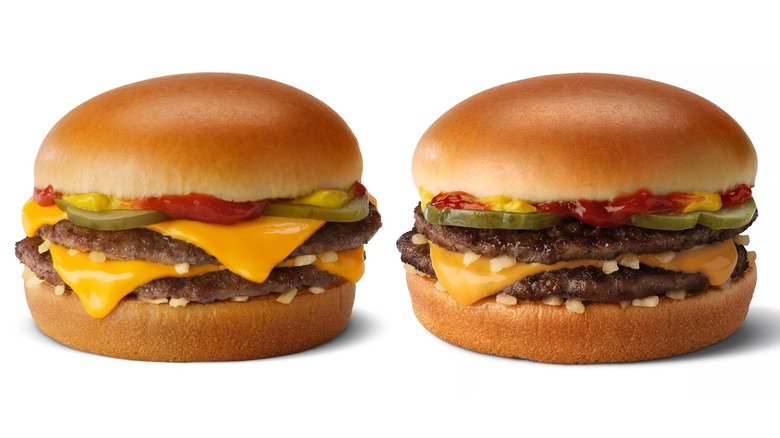 A Double Cheeseburger and McDouble from McDonald's.