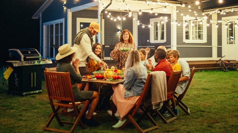 friends dining together outside