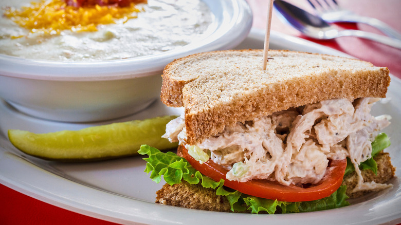 Chicken salad sandwich served at diner