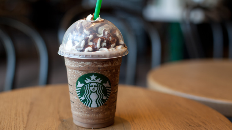 A Starbucks frappuccino on a table