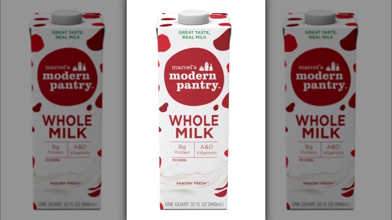 Three cartons of Marcel's Modern Pantry whole milk