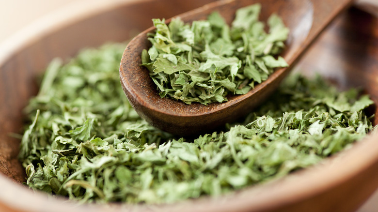 bowl of dried oregano 