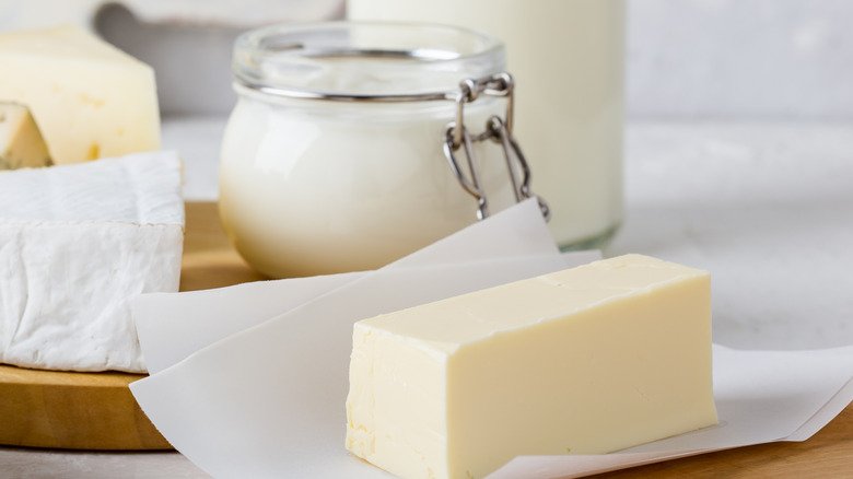 butter and jar of cream