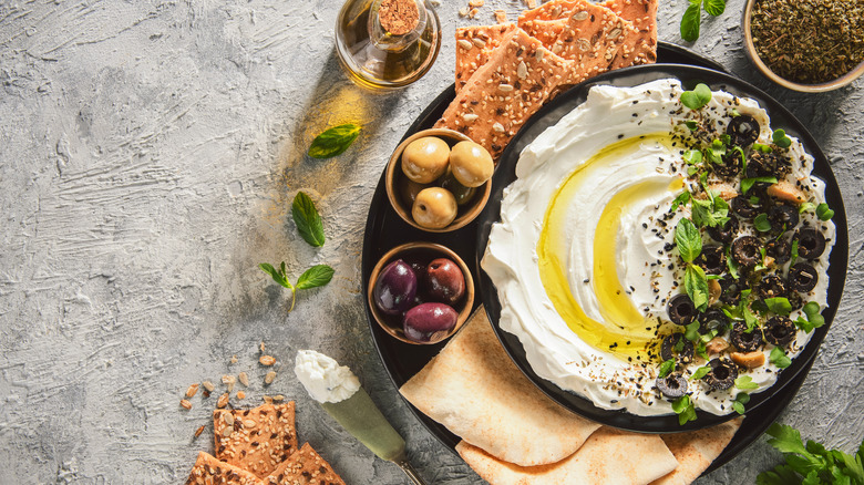 Mediterranean dip with olives 