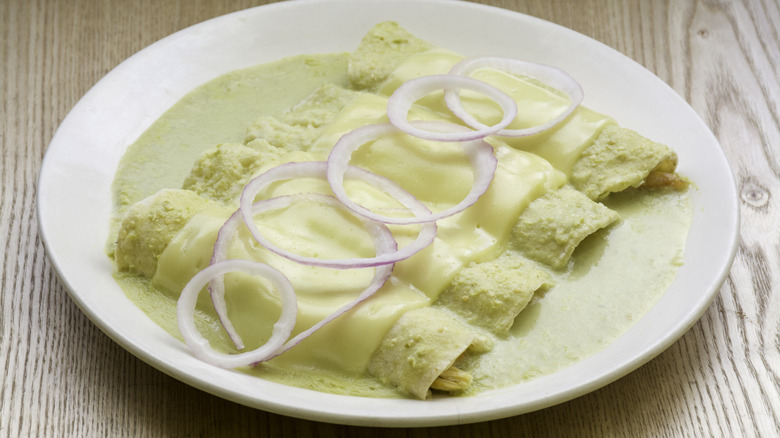 Creamy chicken enchiladas