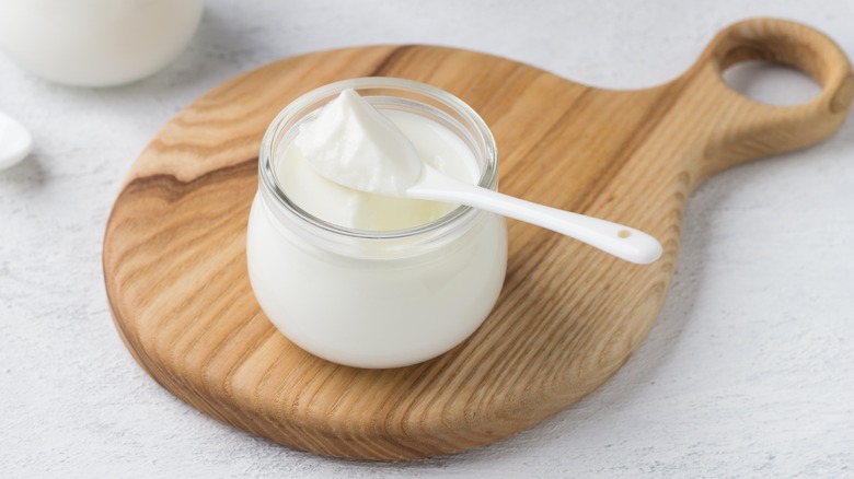 Greek yogurt jar with spoon