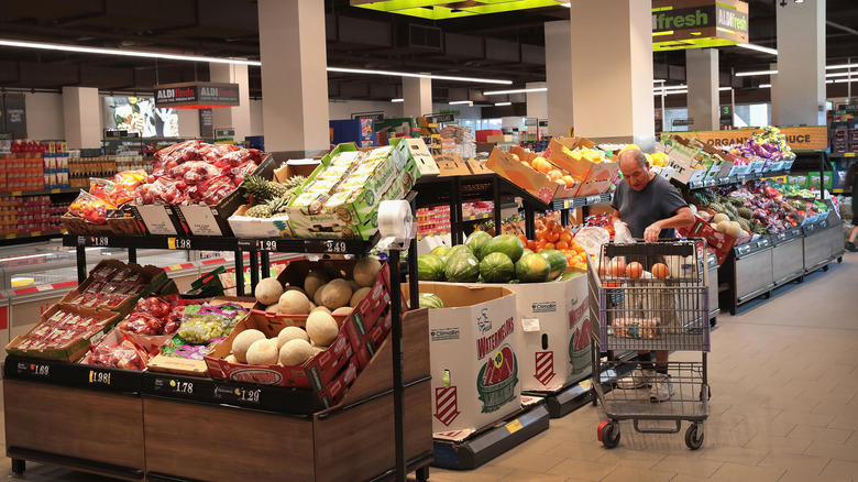 Produce for sale at Aldi
