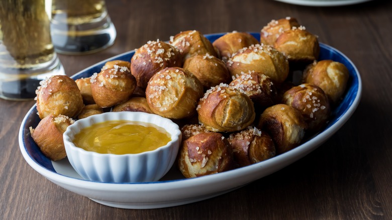 soft pretzel bites with mustard