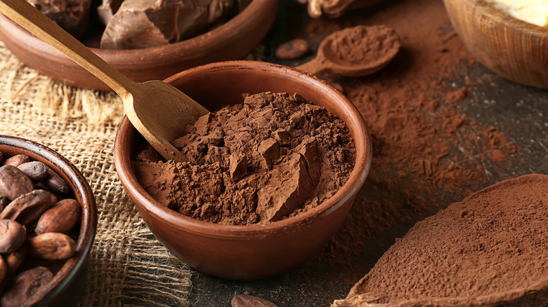 A bowl of cocoa powder