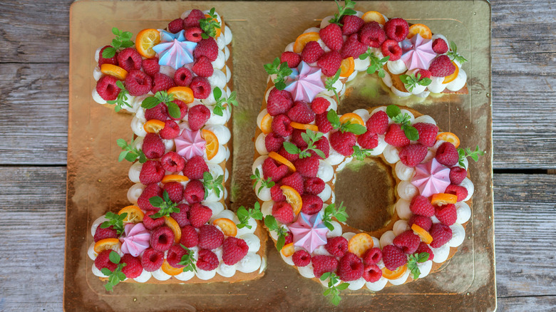 Homemade cake in the number 16