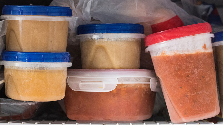 Frozen liquids in freezer