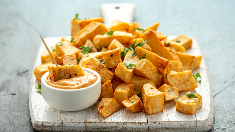 Patatas bravas served with aioli