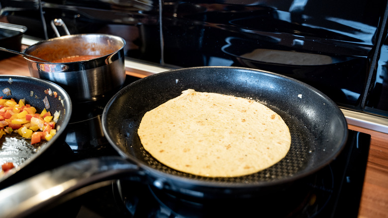 tortilla in a pan