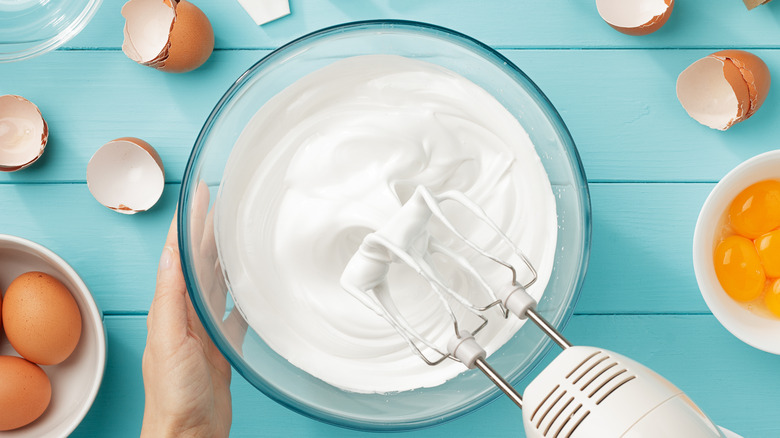 hand mixer whipping egg whites