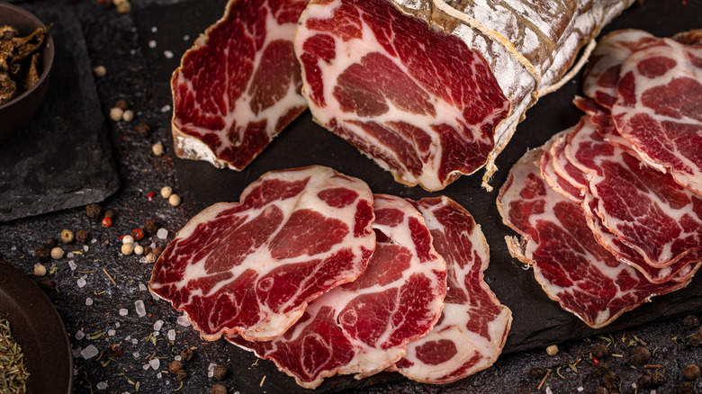 Coppa slices with spices