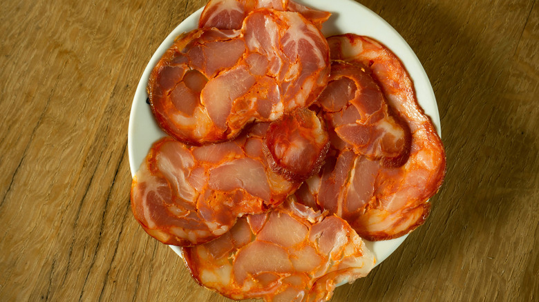 Paio slices on plate