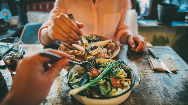 Couple eating at a restaurant