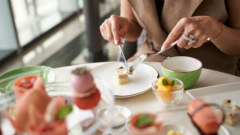 Woman eating food
