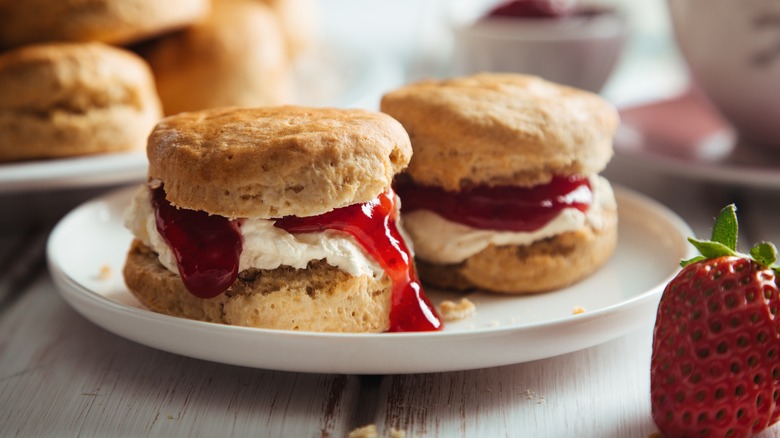 Scones with clotted cream and jam