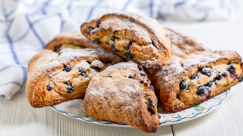 A plate of blueberry scones