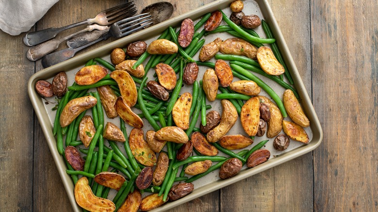 Roasted veggies on a sheet pan