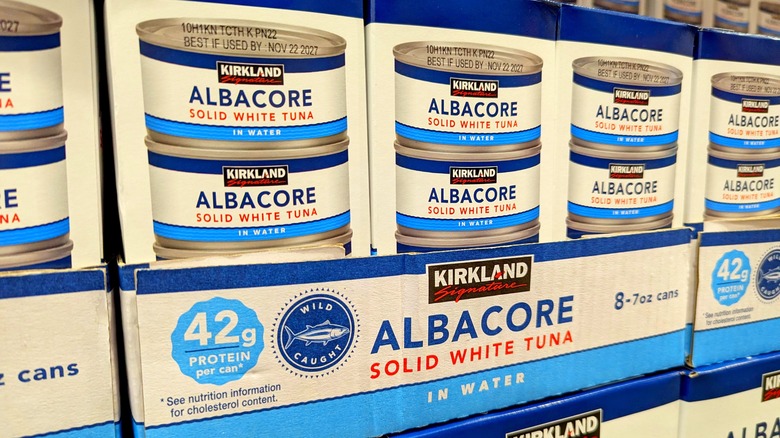 Packages of Kirkland Signature canned tuna