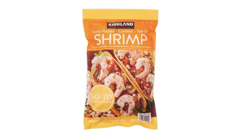 Bag of Kirkland Signature frozen shrimp